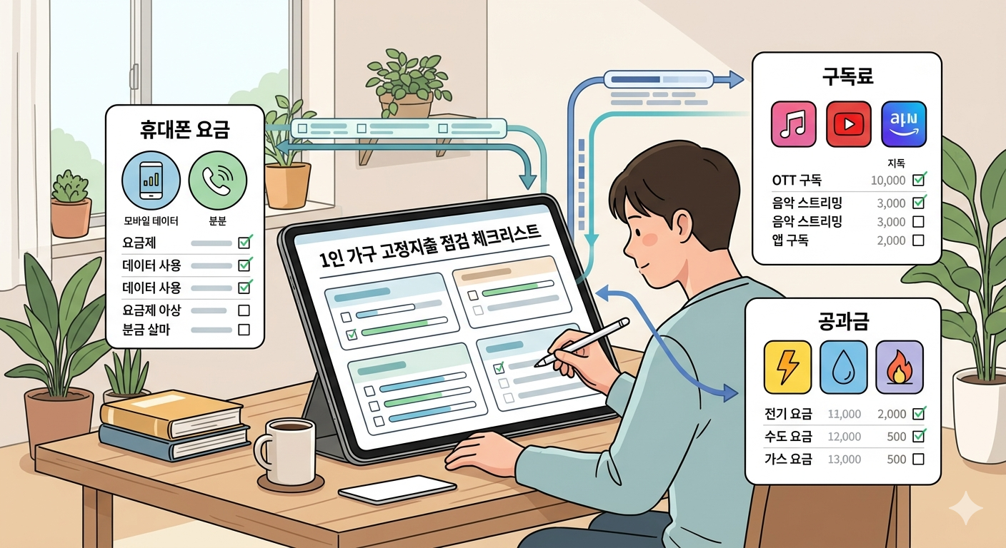 1인 가구 고정지출 점검 화면